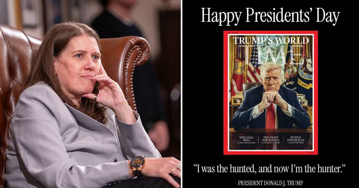 (L) Mary Trump speaks at The Cambridge Union on May 25, 2025; (R) A post shared by the White House on Presidents' Day (Cover Image Source: (L) Getty Images | Photo by Nordin Catic; (R) X | @WhiteHouse)