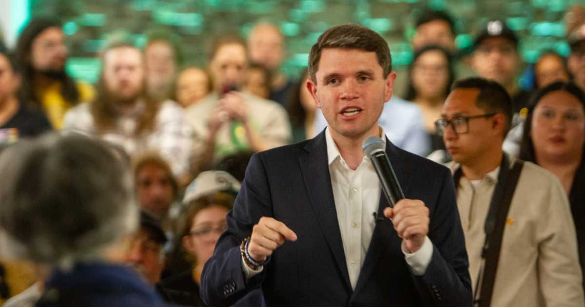 Democratic Texas State Rep. James Talarico speaks to supporters at the Fire Fighters Hall on February 21, 2026, in El Paso, Texas (Cover Image Source: Getty Images | Photo by Alberto Silva Fernandez)