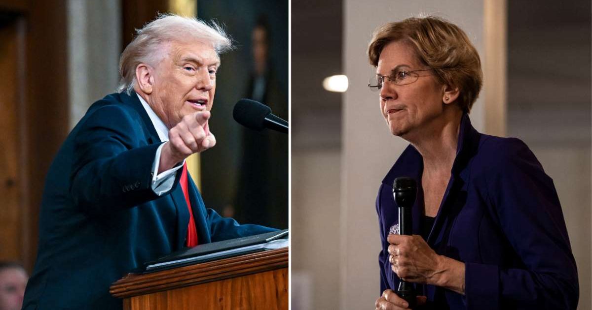 (L) President Trump delivers his State of the Union address on February 24; (R) Sen. Elizabeth Warren speaks to members of the SEA/SEIU Local 1984 union in 2019 (Cover Image Source: Getty Images | (L) Photo by Kenny Holston-Pool | Photo by Sarah Rice)