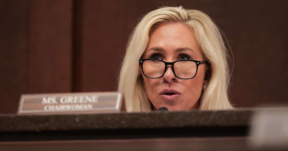 Marjorie Taylor Greene speaks during the hearing on “Unfair Play: Keeping Men Out of Women’s Sports" held by the Department of Government Efficiency (DOGE) Subcommittee at the U.S. Capitol on May 07, 2025, in Washington, DC (Cover Image Source: Getty Imag