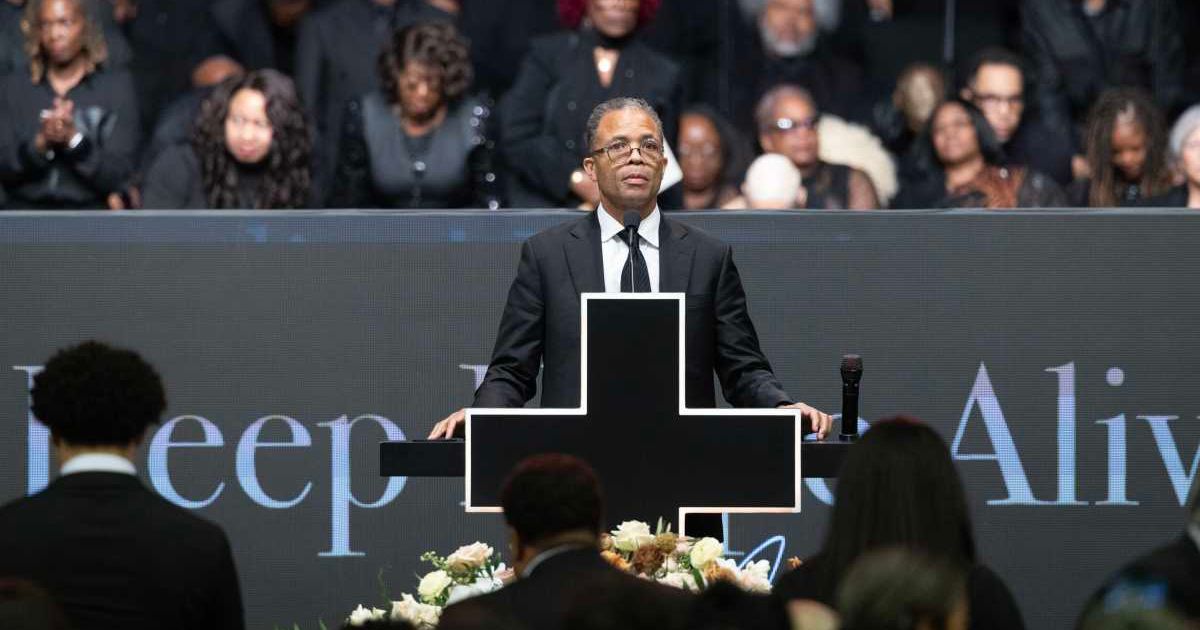 Jesse Jackson Jr. speaks at a celebration of life service for his father, civil rights leader Rev. Jesse Jackson Sr., at the House of Hope arena on March 06, 2026, in Chicago, Illinois (Cover Image Source: Getty Images | Photo by Scott Olson)
