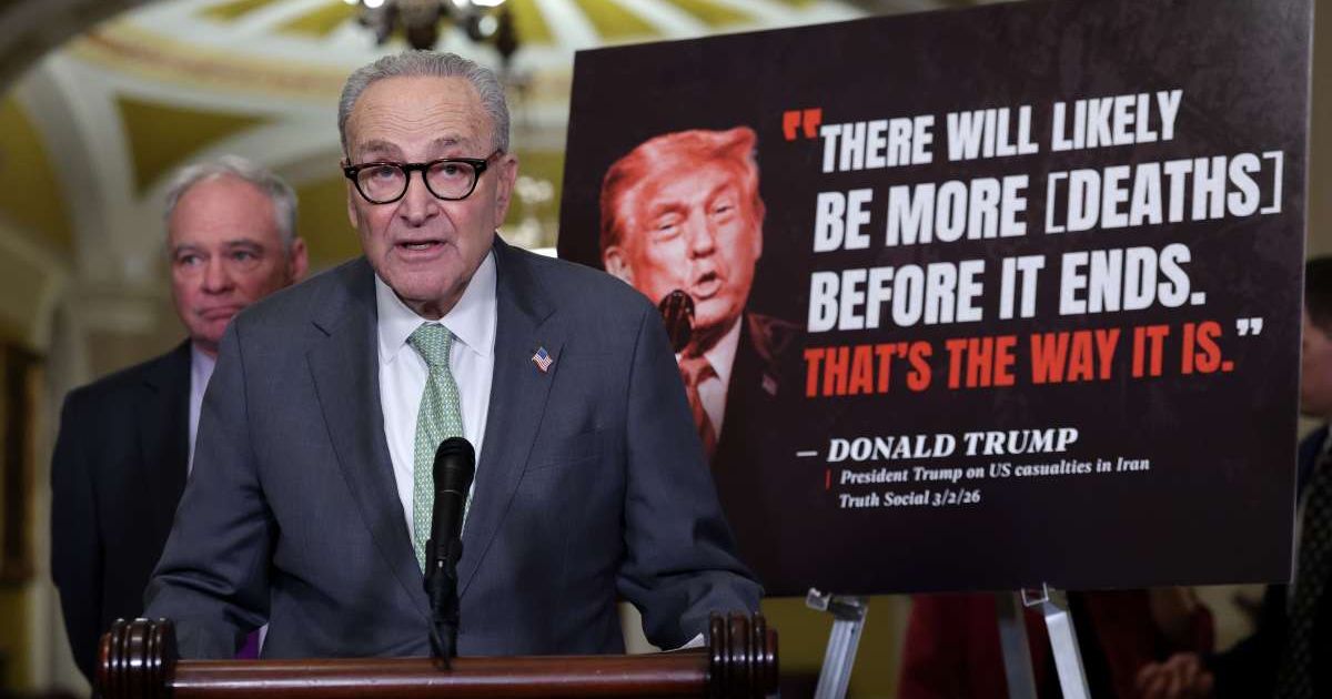 Senate Minority Leader Chuck Schumer (D-NY), joined by Sen. Tim Kaine (D-VA), speaks to reporters following the weekly Senate Democrat policy luncheon at the U.S. Capitol on March 03 (Cover Image Source: Getty Images | Photo by Kevin Dietsch)