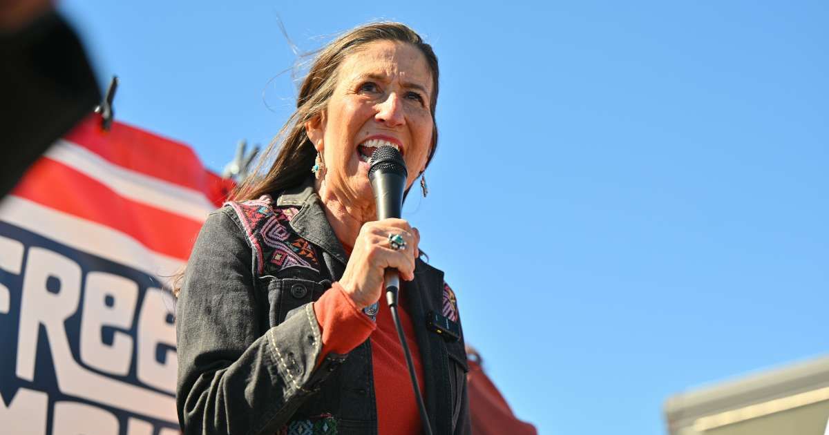 Rep. Teresa Leger Fernández (NM-03) speaks as New Mexico lawmakers join Women's March For International Women's Day Rally targeting Epstein's Zorro Ranch on March 08, 2026 (Cover Image Source: Getty Images for Women's March | Photo by Sam Wasson)