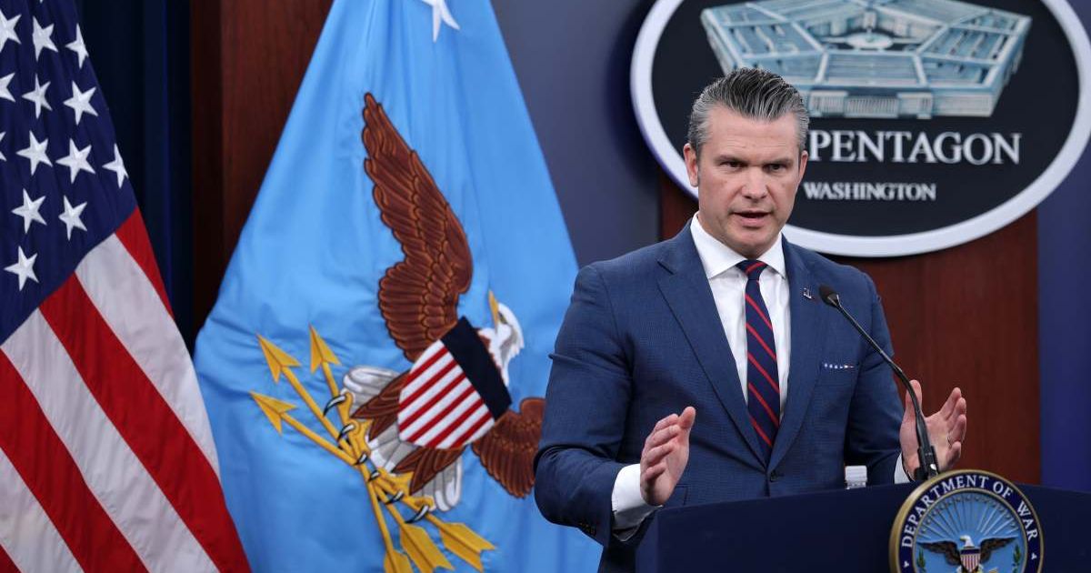 Secretary of War Pete Hegseth speaks during a news conference at the Pentagon (Cover Image Source: Getty Images | Photo by Alex Wong)