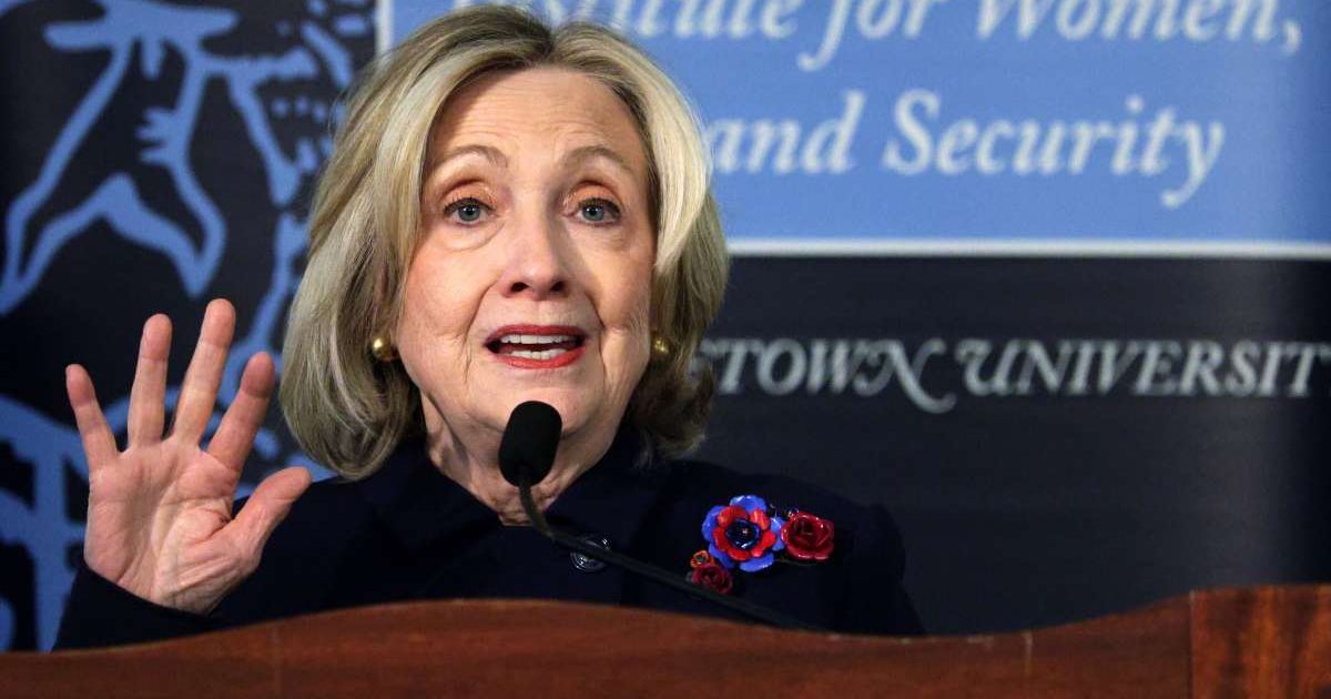 Former U.S. Secretary of State Hillary Clinton delivers keynote remarks during a discussion at Georgetown University on December 2, 2025, in Washington, DC (Cover Image Source: Getty Images | Photo by Alex Wong)