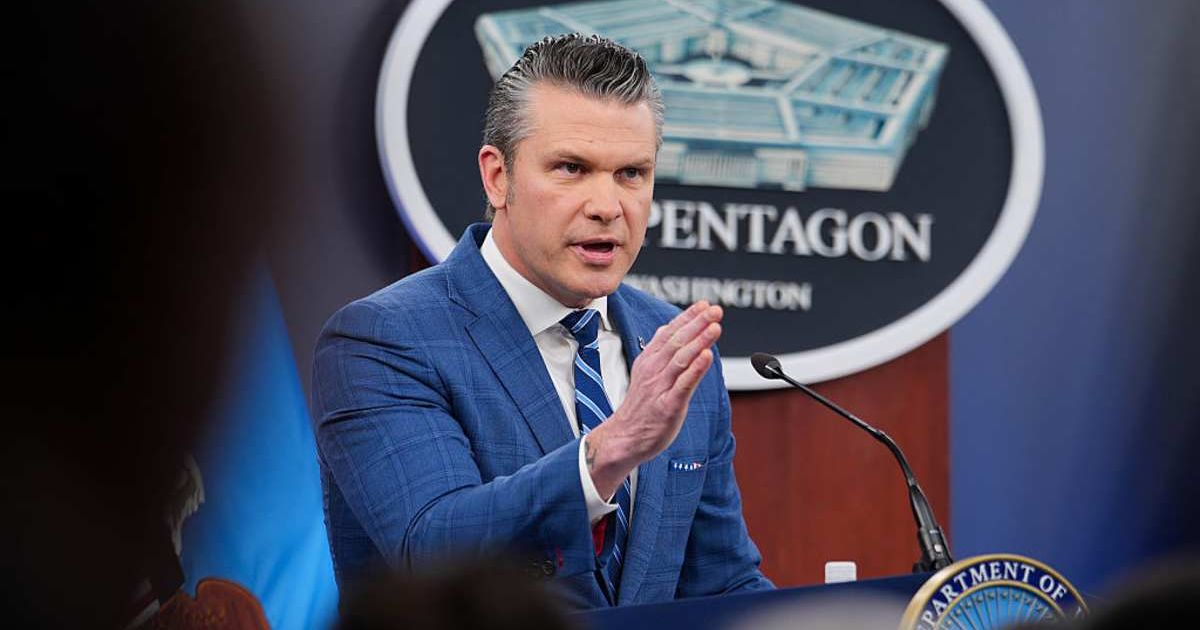 U.S. Secretary of War Pete Hegseth speaks during a press briefing at the Pentagon. (Cover Image Source: Getty Images | Photo by Andrew Harnik)