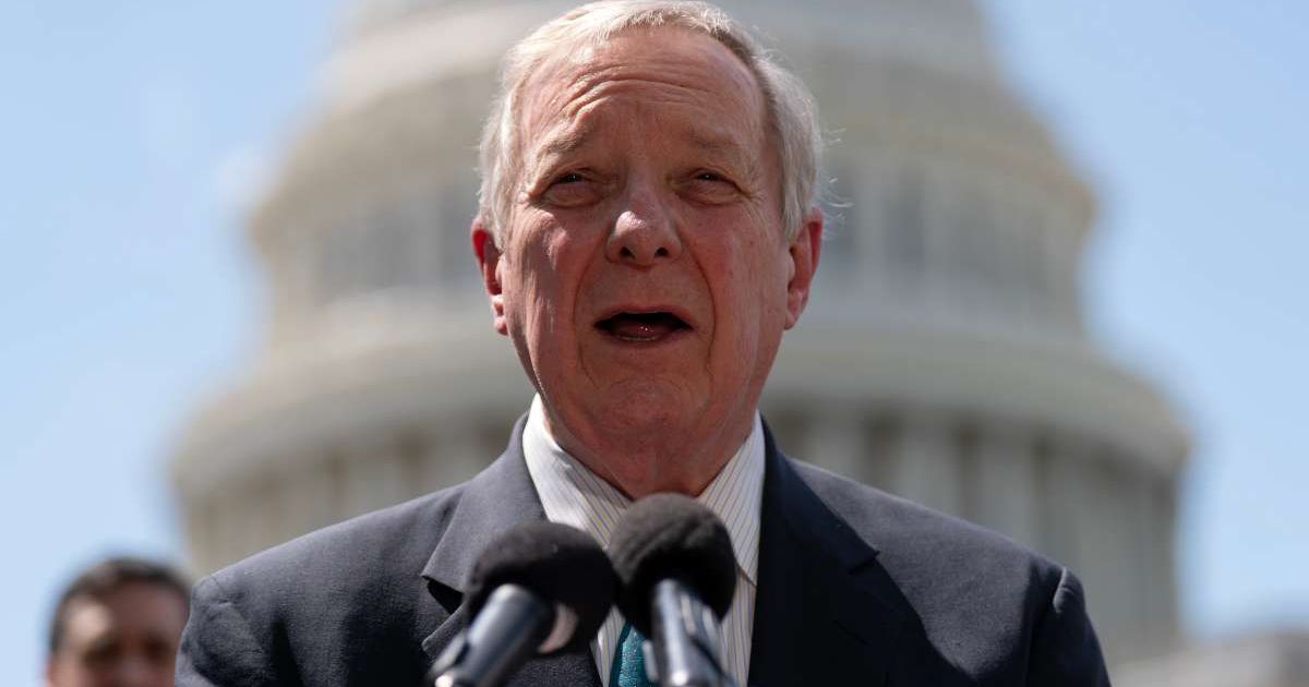 Sen. Dick Durbin, D-Ill., speaks during a news conference (Cover Image Source: AP | Photo by Jose Luis Magana)
