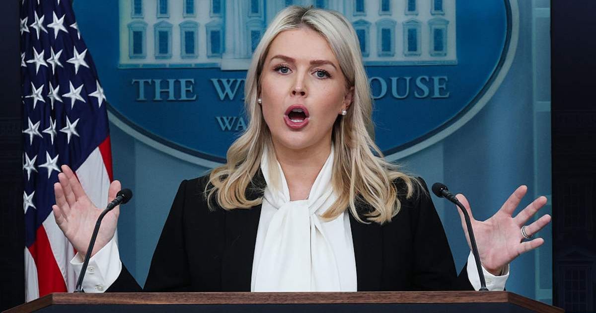 White House Press Secretary Karoline Leavitt speaks during a news briefing in (Cover image source: Getty Images/Photo by Win McNamee)