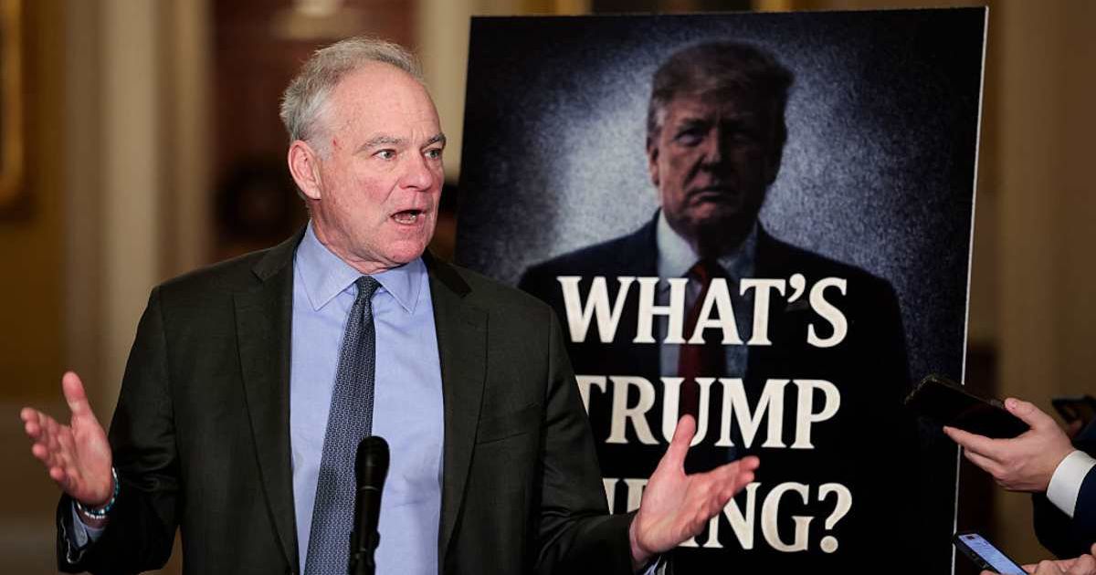 Sen. Tim Kaine (D-VA) speaks to reporters following a Senate Democratic policy luncheon at the U.S. Capitol (Cover image source: Getty Images/Photo by Heather Diehl)