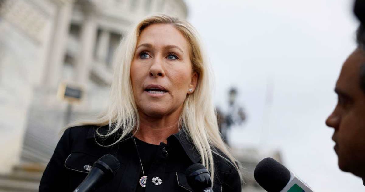 Marjorie Taylor Greene speaks to reporters outside of the U.S. Capitol Building (Cover Image Source: Getty Images | Photo by Anna Moneymaker)