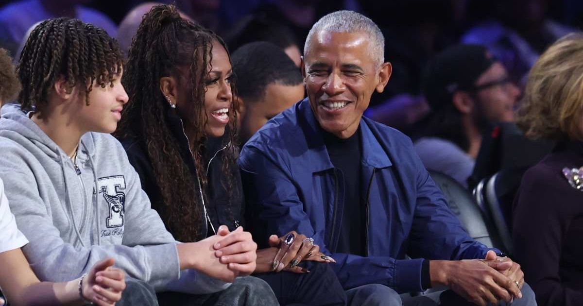 Michelle Obama and Barack Obama attend the 75th NBA All-Star Game at Intuit Dome on February 15, 2026, in Inglewood, California (Cover Image Source: Getty Images | Photo by Ronald Martinez)