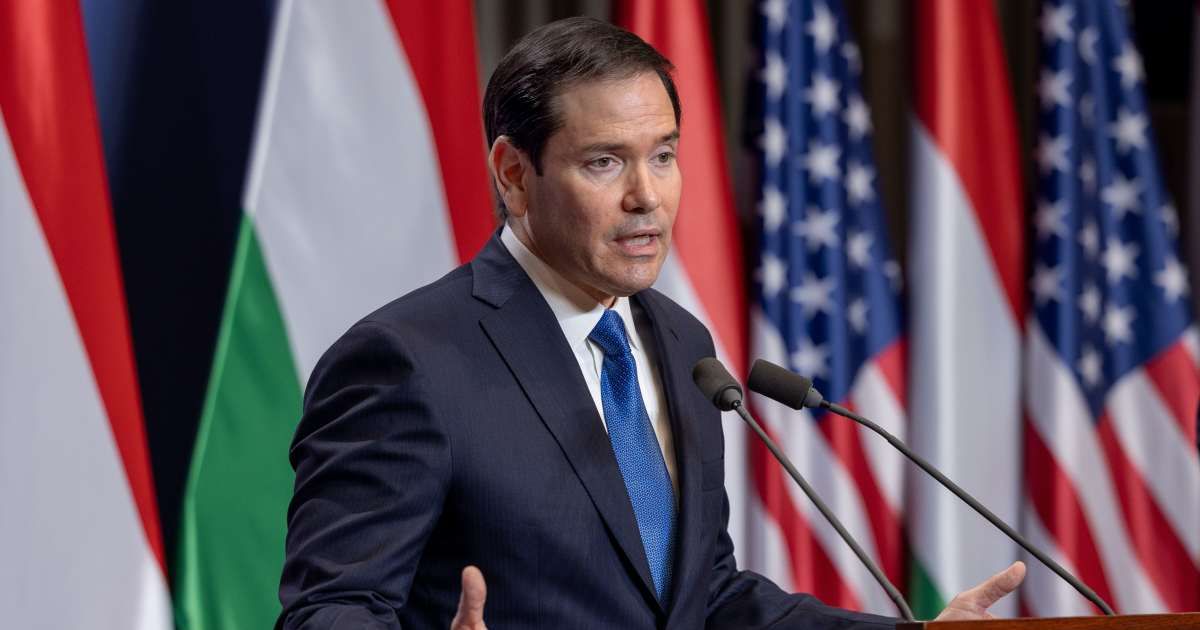 Secretary of State Marco Rubio speaks during a press conference on February 16, 2026. (Cover Image Source: Getty Images | Photo by Janos Kummer)