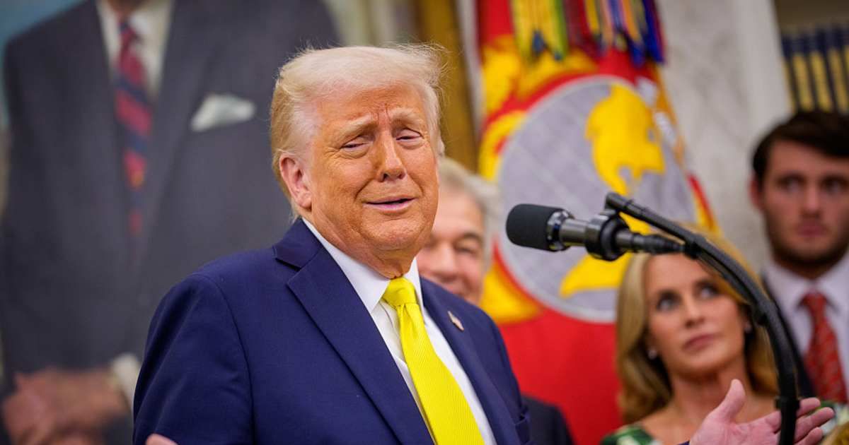 President Donald Trump gestures while speaking during an event in the Oval Office (Cover Image Source: Getty Images | Photo by Andrew Harnik)