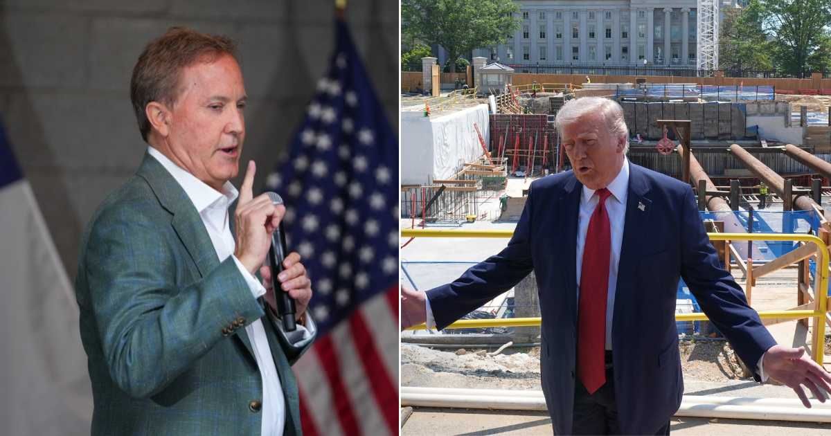Texas Attorney General Ken Paxton (L) and U.S. President Donald Trump (R) addressing the media. (Cover Image Source: AP | Photo by Julio Cortez (L); Photo by Jacquelyn Martin (R))