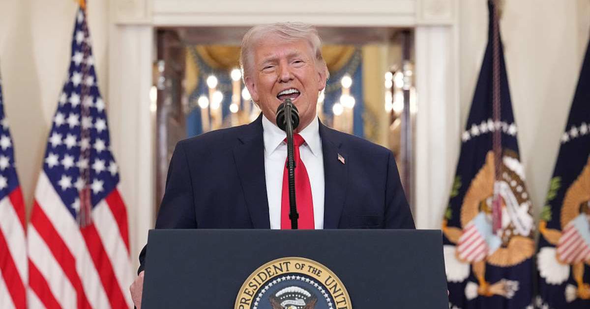 U.S. President Donald Trump speaks from the Cross Hall of the White House on April 1, 2026, in Washington, DC (Cover Image Source: Getty Images | Photo by Alex Brandon-Pool)