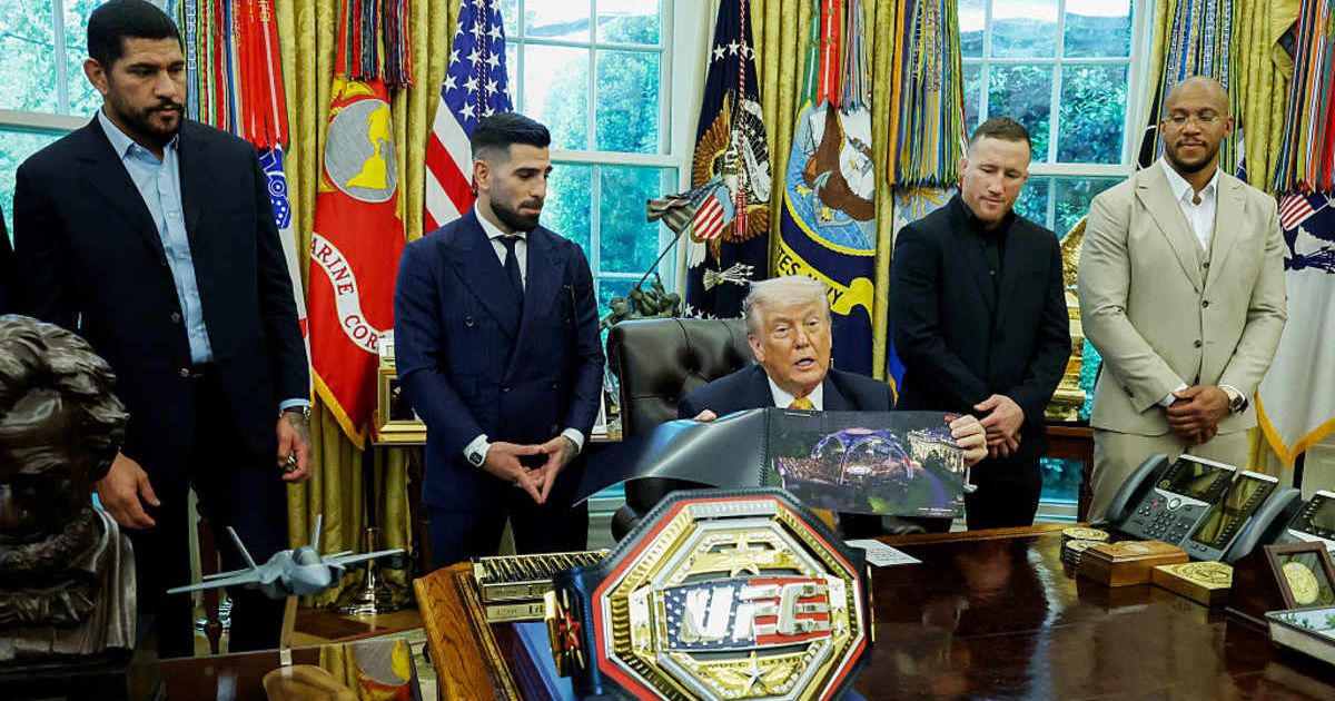 U.S. President Donald Trump speaks to the media as he meets with UFC fighters at the White House (Cover Image Source: Getty Images | Photo by Anna Moneymaker)