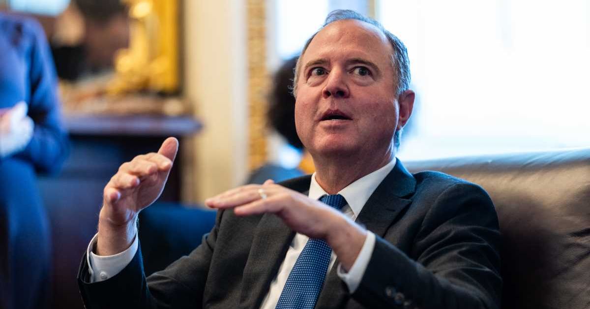 Senator Adam Schiff (D-CA) participates in a pad and pen meeting with reporters at the U.S. Capitol on November 6, 2025 (Cover Image Source: Getty Images | Photo by Eric Lee)