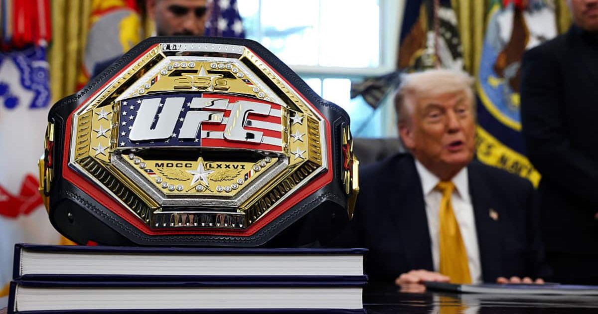 An Ultimate Fighting Championship belt is seen during an event in the Oval Office of the White House on May 06, 2026 (Cover Image Source: Getty Images | Photo by Anna Moneymaker)