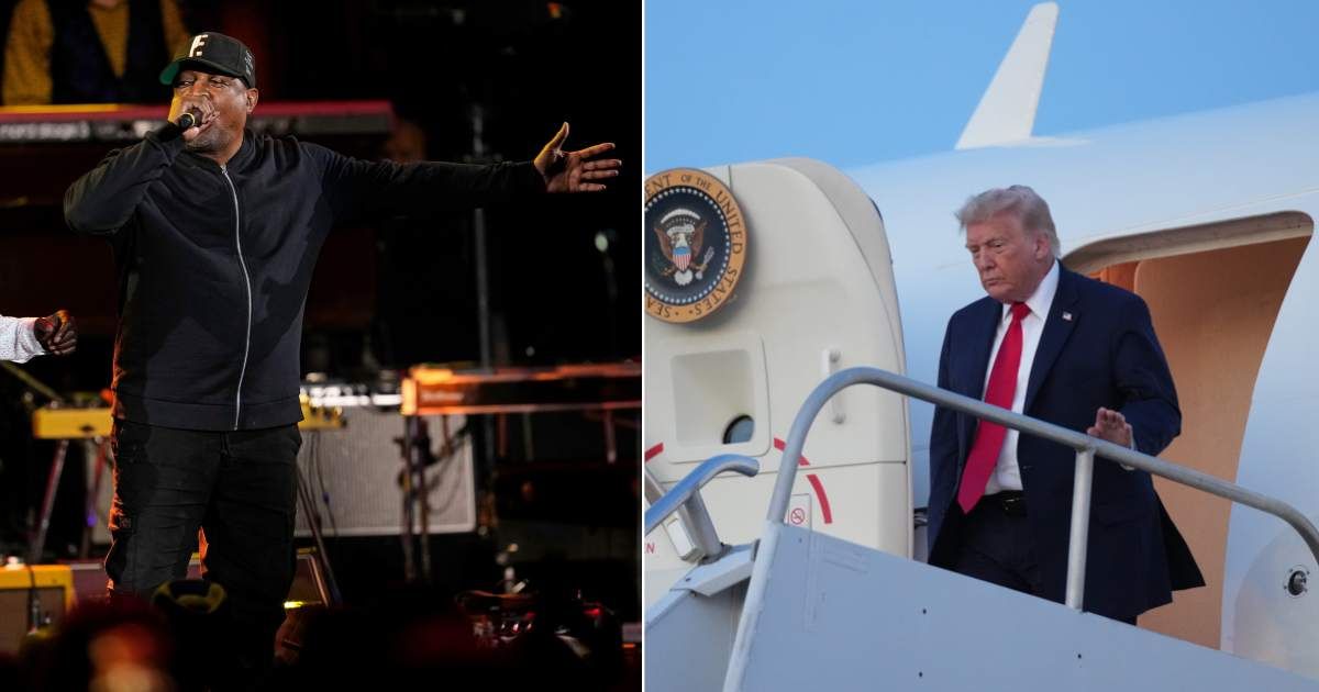 (L) Chuck D performs during night two of Music America; (R) President Donald Trump arrives on Air Force One. (Cover Image Source: AP | (L) Photo by Charles Sykes; (R) Photo by Mark Schiefelbein)