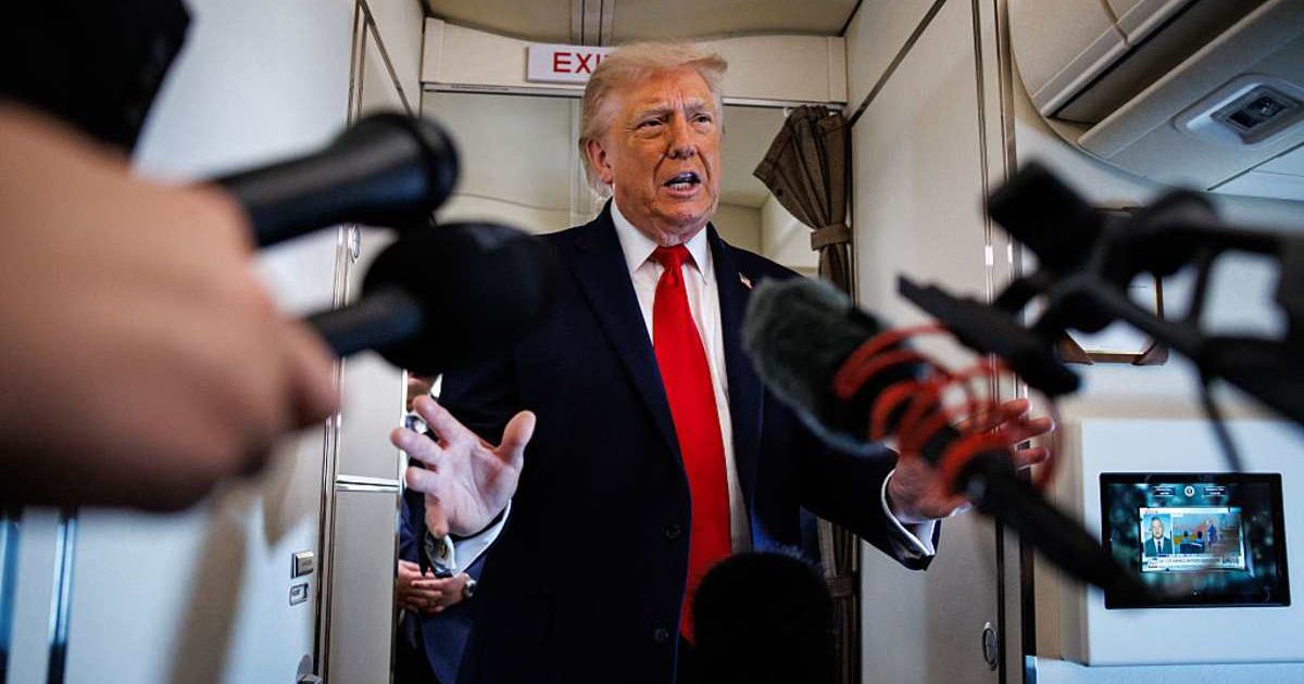 President Donald Trump speaks with reporters while aboard Air Force One on June 5, 2026 (Cover Image Source: Getty Images | Photo by Samuel Corum)