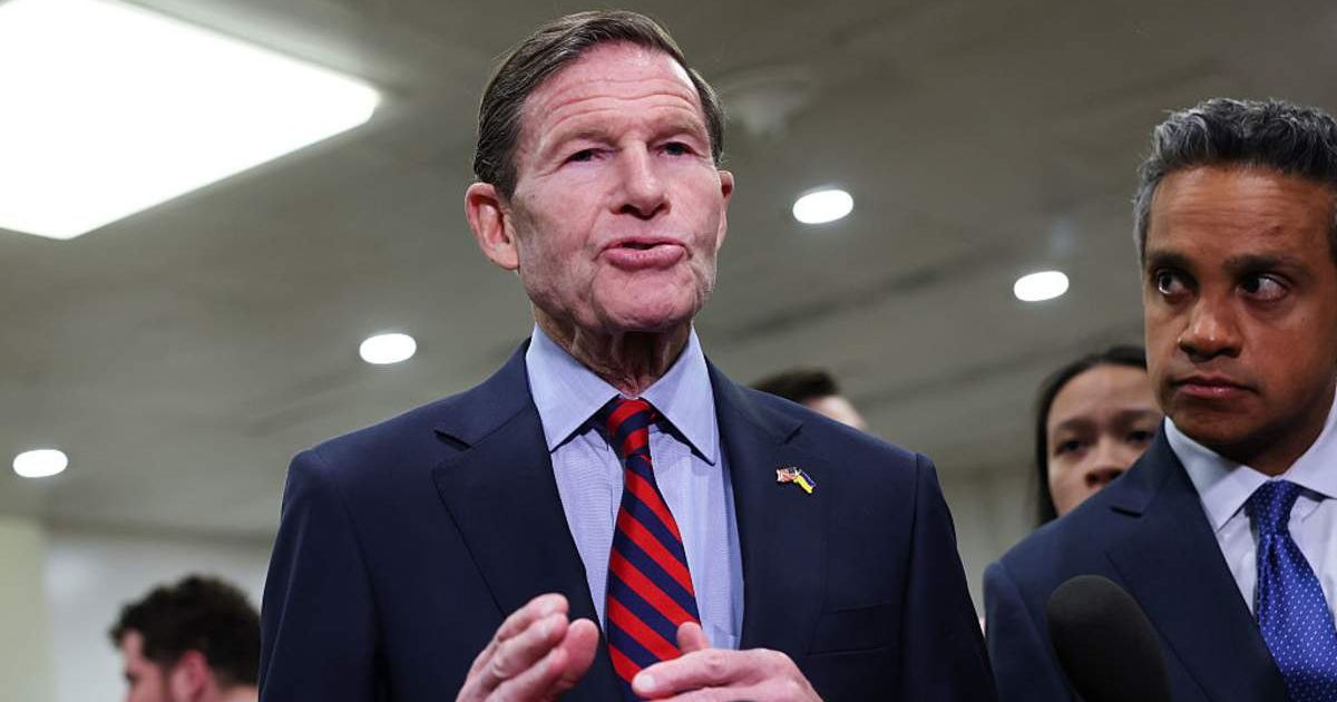 U.S. Sen. Richard Blumenthal (D-CT) speaks to the media attending Congressional briefings on Iran (Cover Image Source: Getty Images | Photo by Anna Moneymaker)
