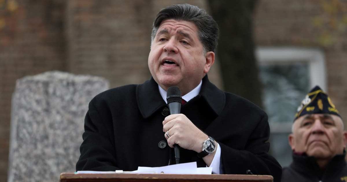 Illinois Gov. JB Pritzker delivers a short speech during a Veterans Day ceremony on November 11, 2025, in Chicago, Illinois (Cover Image Source: Getty Images | Photo by Abel Uribe)