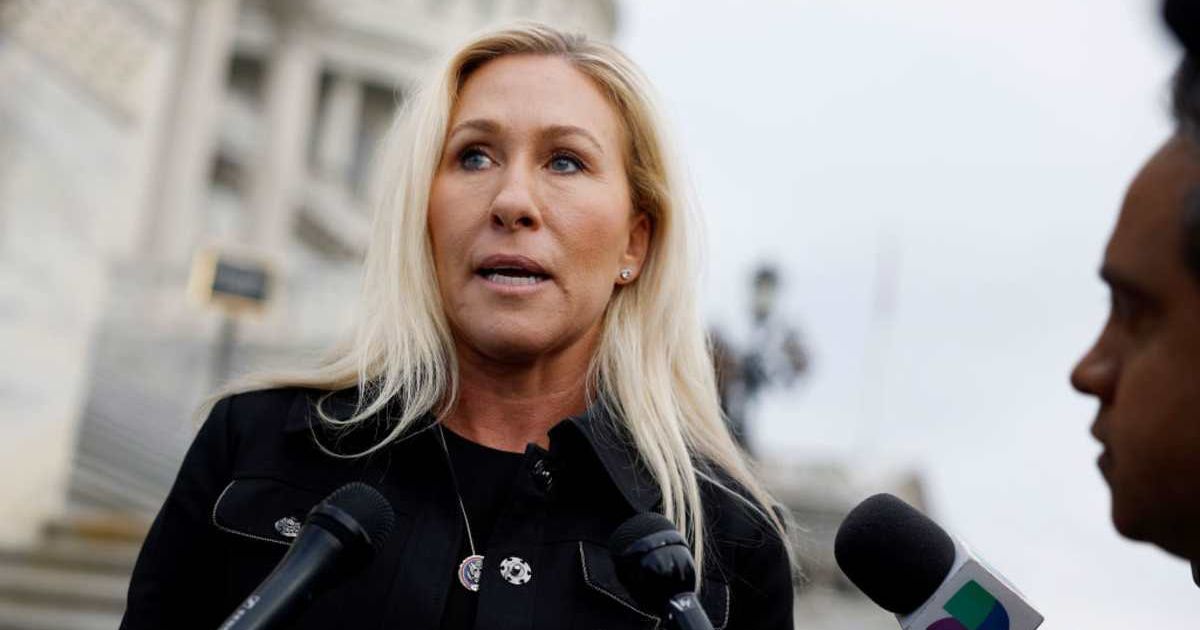 Rep. Marjorie Taylor Greene (R-GA) speaks to reporters outside of the U.S. Capitol Building (Cover Image Source: Getty Images | Photo by Anna Moneymaker)