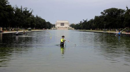 'American Flag Blue' paint on Reflecting Pool reportedly peels after algae bloom