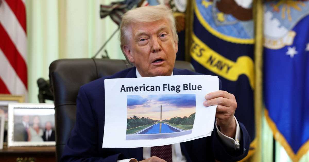 President Donald Trump displays a rendering of his proposed renovations to the Lincoln Memorial Reflecting Pool in the Oval Office of the White House (Cover Image Source: Getty Images | Photo by Kevin Dietsch)