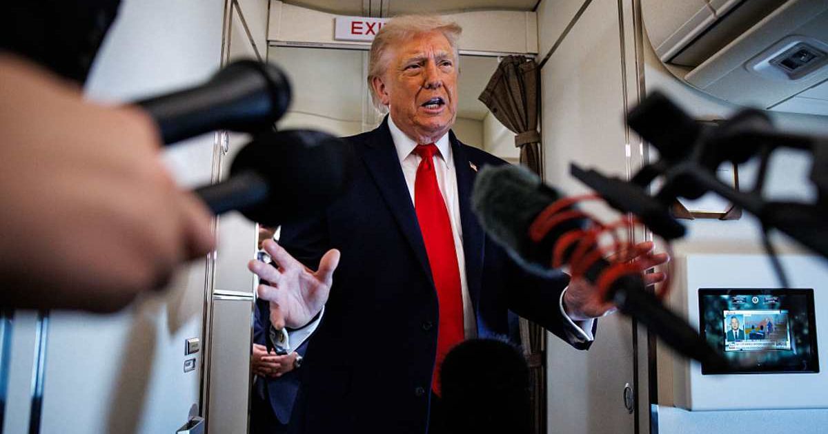 President Donald Trump speaks with reporters while aboard Air Force One on June 5, 2026 (Cover Image Source: Getty Images | Photo by Samuel Corum)