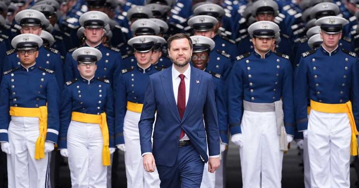 Vice President JD Vance arrives to speak during the United States Air Force Academy Graduation Ceremony at the United States Air Force Academy in Colorado. (Cover Image Source: AP | Photo by Matt Rourke)