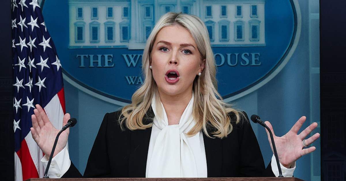 White House Press Secretary Karoline Leavitt speaks during a news briefing in (Cover image source: Getty Images/Photo by Win McNamee)