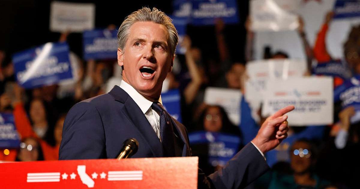 California Gov. Gavin Newsom speaks about the “Election Rigging Response Act” at a press conference (Cover image source: Getty Images/Photo by Mario Tama)