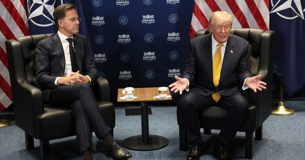 President Donald Trump (R) meets with NATO Secretary General Mark Rutte (L) during the NATO Summit on July 08, 2026, in Ankara, Turkey. (Cover Image Source: Getty Images | Photo by Win McNamee)