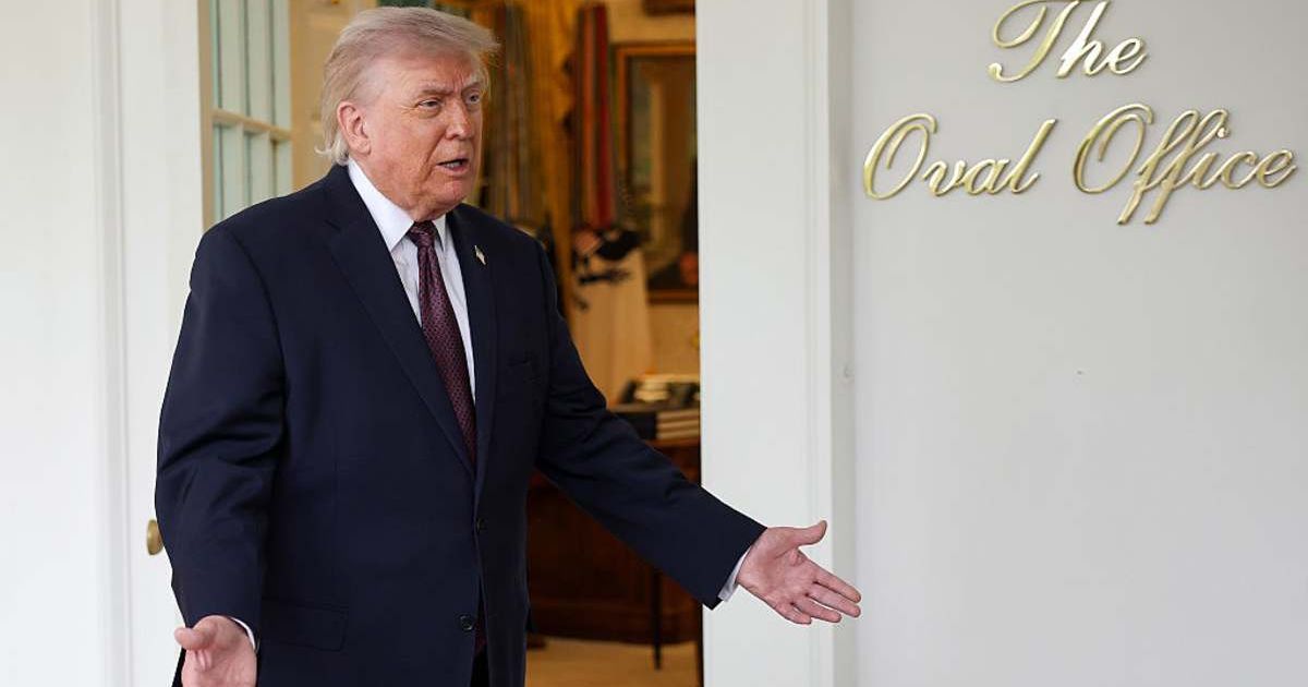 President Donald Trump speaks to the press during an event outside the Oval Office of the White House on April 13, 2026 (Cover Image Source: Getty Images | Photo by Win McNamee)