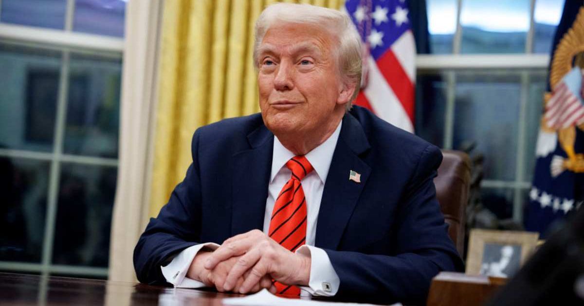 President Donald Trump reacts to a question from a reporter after signing a series of executive orders (Cover Image Source: Getty Images | Photo by Andrew Harnik)