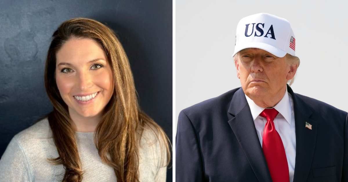 (L) A collage of Melanie D'Arrigo, a vocal critic of the Trump administration, and (R) President Donald Trump (Cover Image Source: (L) X | @DarrigoMelanie; (R) Getty Images | Photo by Andrew Harnik)