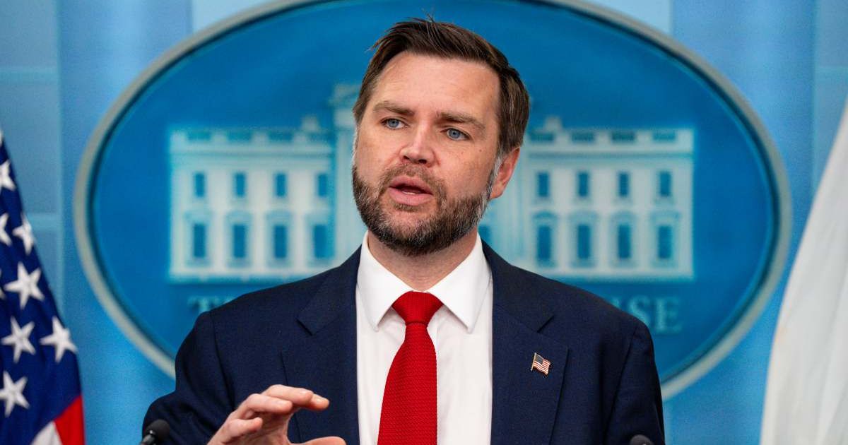 Vice President J.D. Vance speaks during a news conference in the Brady Press Briefing Room at the White House in Washington, DC. (Cover Image Source: Getty Images | Photo by Andrew Harnik)