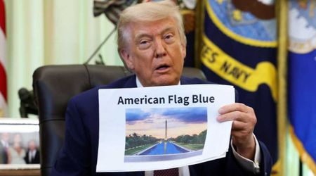 Drained Reflecting Pool shows algae, no sign of Trump's 350-foot gash
