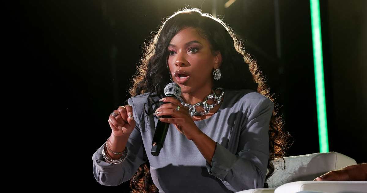 Rep. Jasmine Crockett speaks during the 2026 ESSENCE Festival of Culture® at Ernest N. Morial Convention Center in New Orleans, Louisiana. (Cover Image Source: Getty Images | Photo by Arturo Holmes)