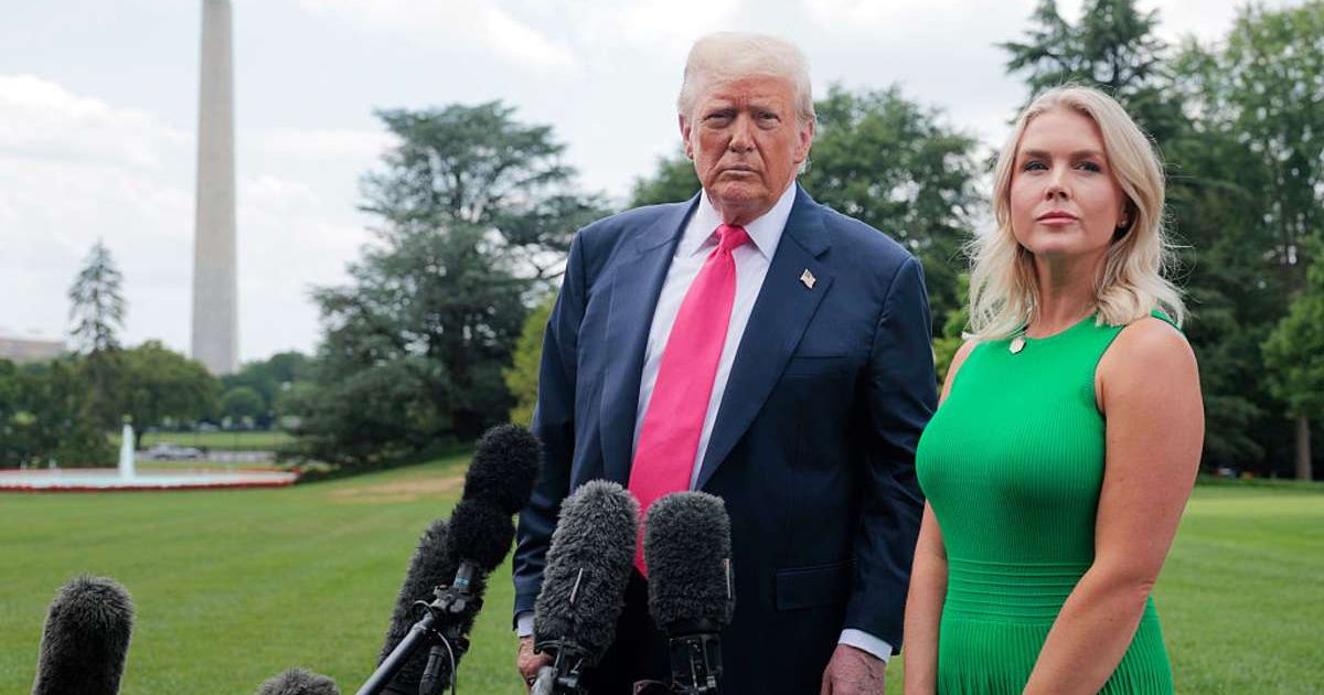 President Donald Trump, joined by White House Press Secretary Karoline Leavitt, speaks to the media (Cover Image Source: Getty Images | Photo by Anna Moneymaker)