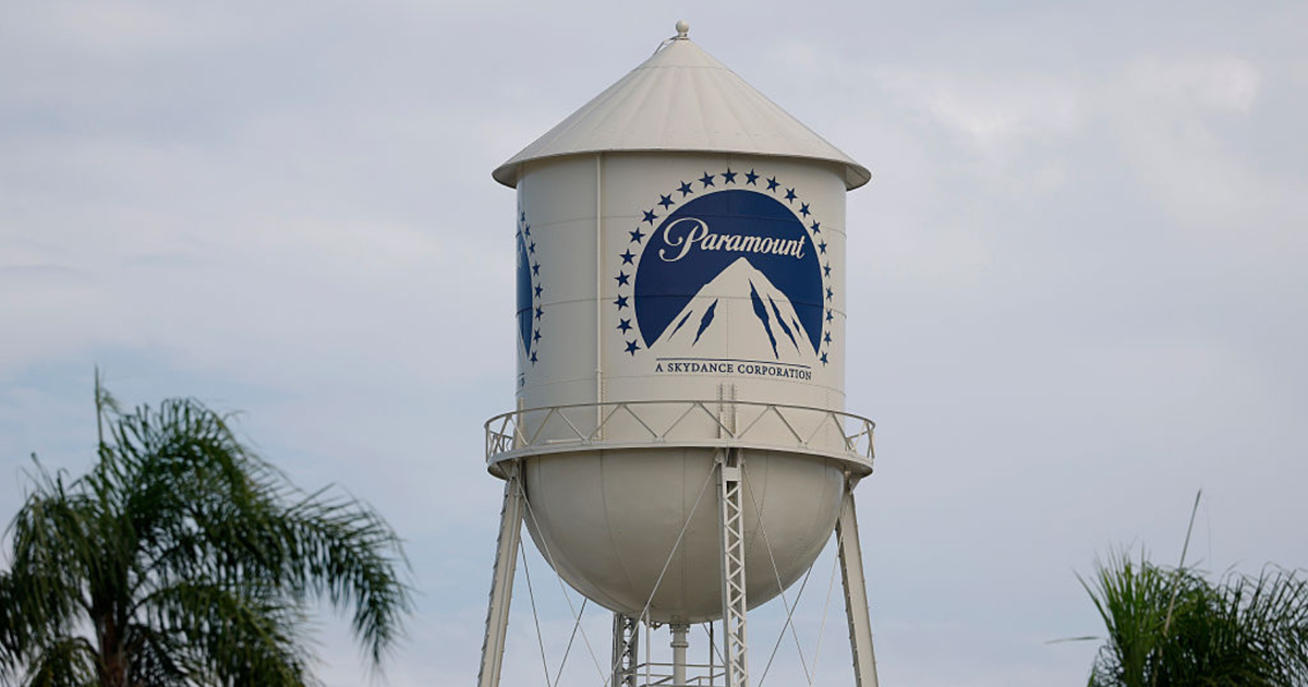 In an aerial view, the Paramount logo is displayed on a water tower at the Paramount Studios lot on July 13, 2026 in Los Angeles, California (Cover Image Source: Getty Images | Photo by Justin Sullivan)