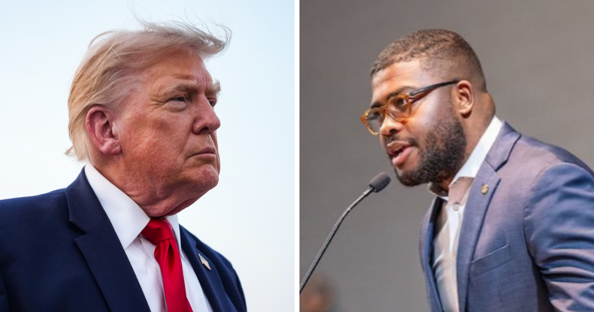 Isaiah Martin (R) alongside President Donald Trump (L), criticized the administration's tariffs on Canada. (Cover Image Source: (L) Getty Images | (R) X | (L) Photo by Andrew Harnik; (R) Photo by @isaiahrmartin)